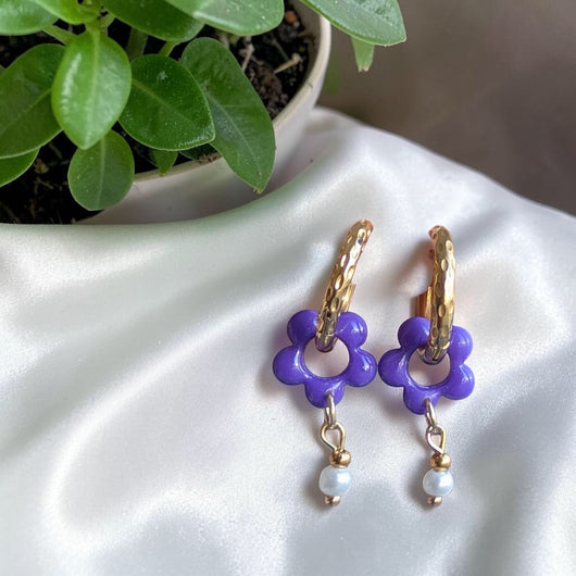 Mini fleur violette et perle