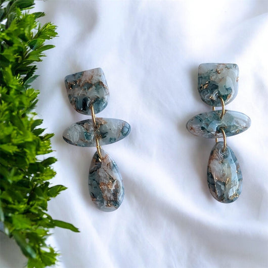 Boucles Glitra effet pierre Vert & Or