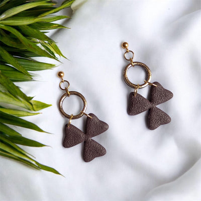 Boucles Pendantes Trèfles Prunes