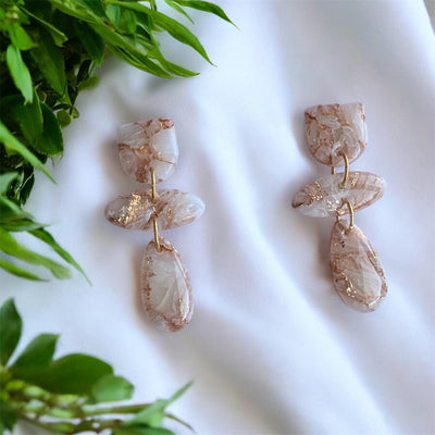 Boucles Glitra effet pierre Blanc Beige & Or