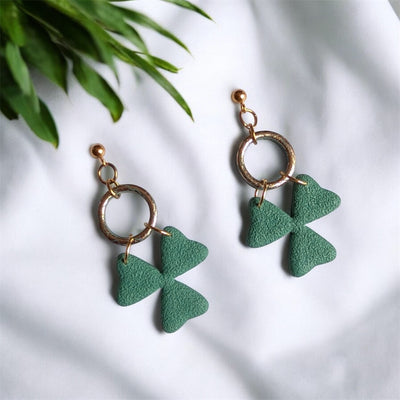 Boucles Pendantes Trèfles Verts