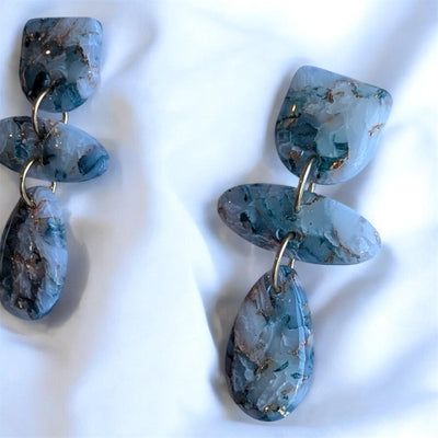 Boucles Glitra effet pierre Vert & Or