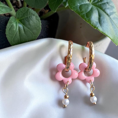 Mini fleur rose pâle et perle