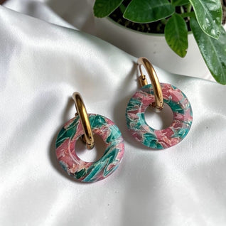 Anneaux marbrés Rose & Vert Bleu
