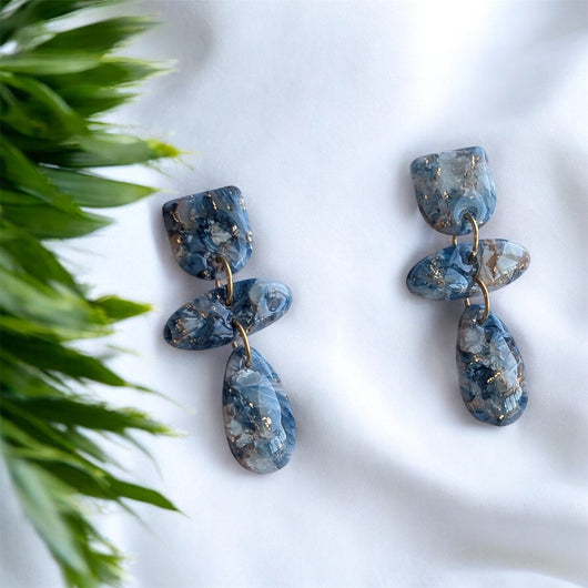 Boucles Glitra effet pierre Bleu & Or