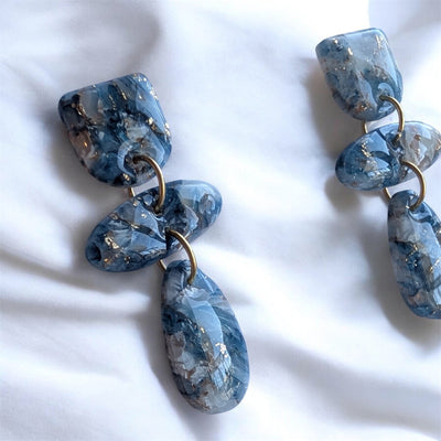 Boucles Glitra effet pierre Bleu & Or
