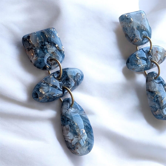 Boucles Glitra effet pierre Bleu & Or