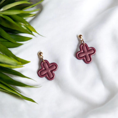 Boucles Mini Trèfles Bordeaux