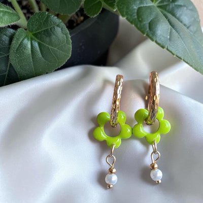 Mini fleur vert anis et perle