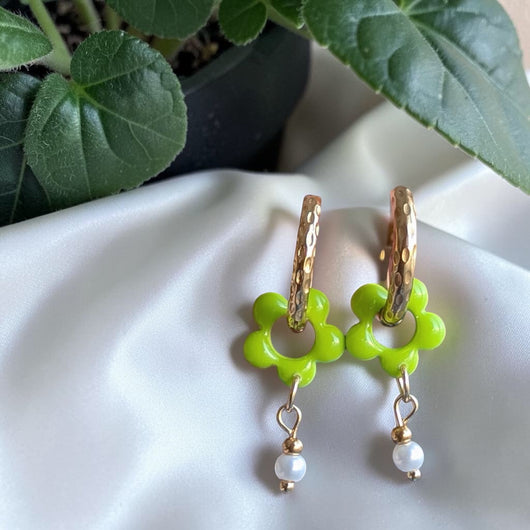 Mini fleur vert anis et perle
