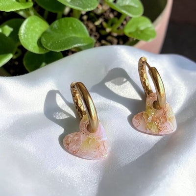 Petits Cœurs marbrés Rose Vert & Or