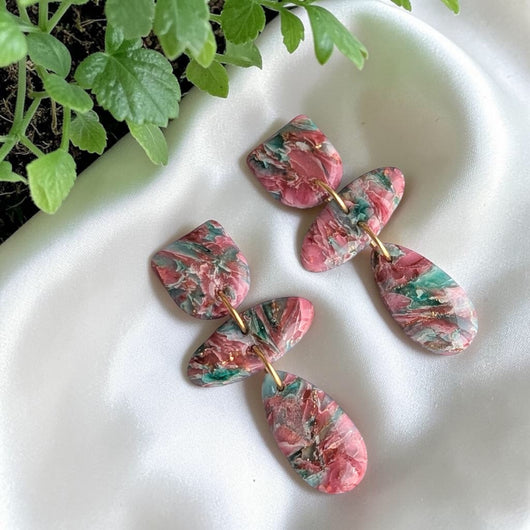 Boucles Glitra Marbrées Rose Bleu & Or