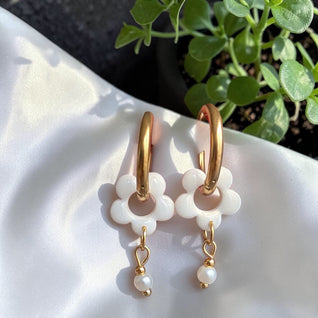 Mini fleur Blanc Nacré et perle