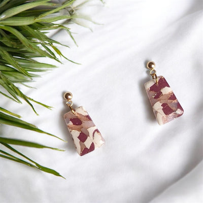 Boucles Mini Rectangles Marbrés Prunes
