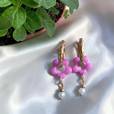 Mini fleur fushia et perle